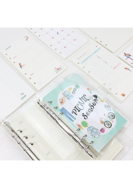 Zaman A6 45 Sayfa Kawaii A5 A6 A7 Gevşek Yaprak Defter Kağıdı Dolum Spiral Ciltleyici Dizin Iç Sayfalar Aylık Haftalık Günlük Planlayıcı Gündem (Yurt Dışından) fırsatları