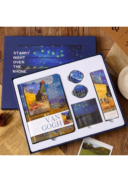 Yer Imi Seti Dizüstü Vintage Washi Bantlar Yer Işareti Etiket Dolma Kalem Kırtasiye Seti Takım Elbise Sketchbook Libretas Günlüğü 2023 Van Gogh Defterler (Yurt Dışından)