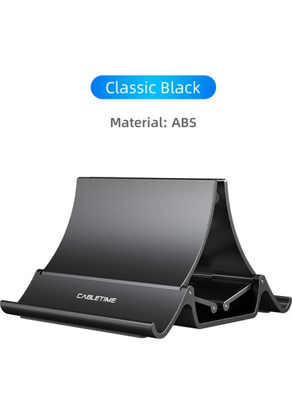 Klasik Siyah Cabletıme Dikey Dizüstü Bilgisayar Standı Isı Dağılımı Kaymaz Silikon Yerçekimi Tutucu MacBook Yüzey iPad Tablet Standı C418 (Yurt Dışından)