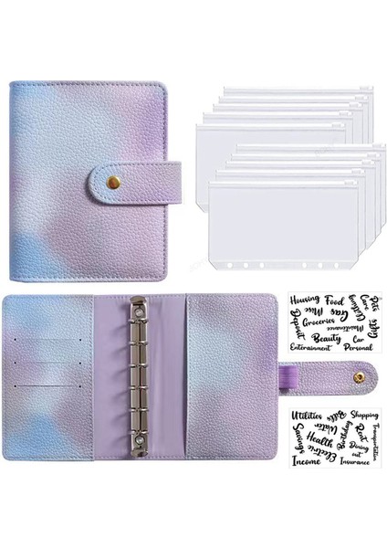 C 2 Etiketli Set A7 2023 Yeni Pu Deri Defter A7 Bağlayıcı Dıy Planlayıcı Organizatör 6 Fermuarlı Cepler 12 Adet Bütçe Sayfası 2 Adet Fransız Alfabesi Çıkartmaları (Yurt Dışından)