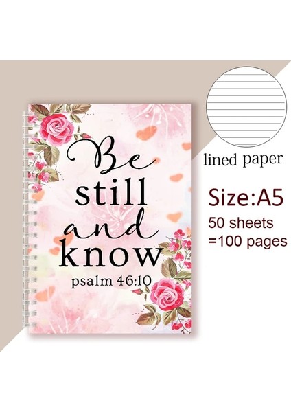 11 A5 Mezmur 46 10 Ayet - Sakin Olun ve Tanrı Olduğumu Bilin - Spiral Defter Hıristiyan Alıntısı Incil Not Defteri Bilgelik Titreşimi Inanç Sözleri (Yurt Dışından)