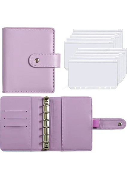 I Set A7 2023 Yeni Pu Deri Defter A7 Bağlayıcı Dıy Planlayıcısı Organizatör 6 Fermuarlı Cepler 12 Adet Bütçe Sayfası 2 Adet Fransız Alfabesi Çıkartmalar (Yurt Dışından)