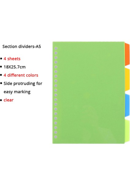 Bölüm Bölücü A5 Gevşek Yaprak Defter A5/b5/a4 Halka Bağlayıcı Süt Kağıdı Dolum Klasör Için 60 Sayfa Okul Malzemeleri Planlayıcı Aksesuarları Kırtasiye (Yurt Dışından)