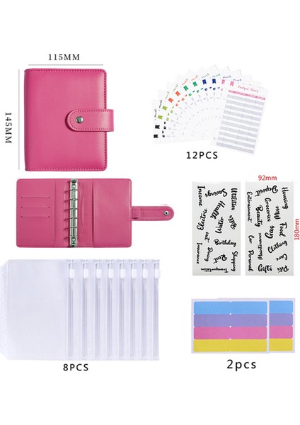 Kırmızı A7 Küçük Bütçe Planlayıcısı Cüzdan ve Zip Zarf Mini Gevşek Yapraklı Bütçe Bağlayıcı Para Tasarrufu Için Nakit Sistemi Para Organizatör (Yurt Dışından)