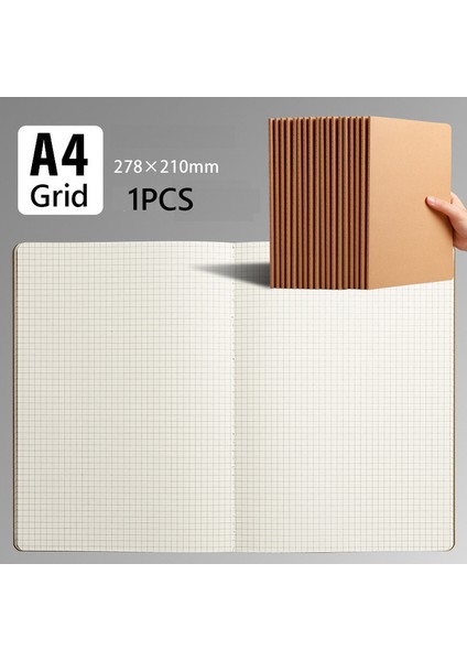 A4 Kraft Izgara A4/a5/b5 Dizüstü Öğrenci Çalışma Kitabı Kraft Kağıt Not Defteri Iç Sayfa Boş Yatay Çizgi Izgara Öğrenci Için Isteğe Bağlı Alıştırma Kitabı (Yurt Dışından)