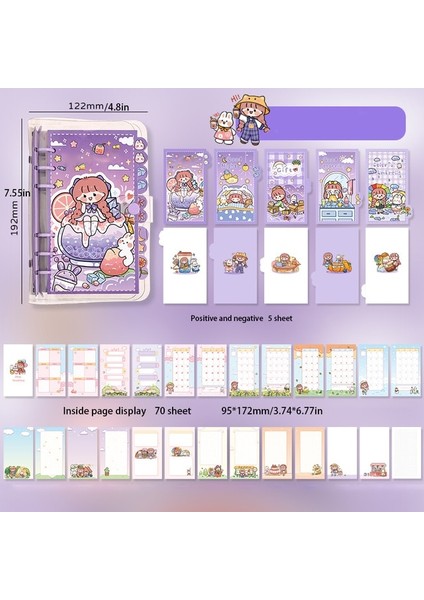 BJB79-2 1 Adet Orijinal Karikatür Defter Gevşek Yaprak Kitap Şeffaf Kapak (Yurt Dışından)