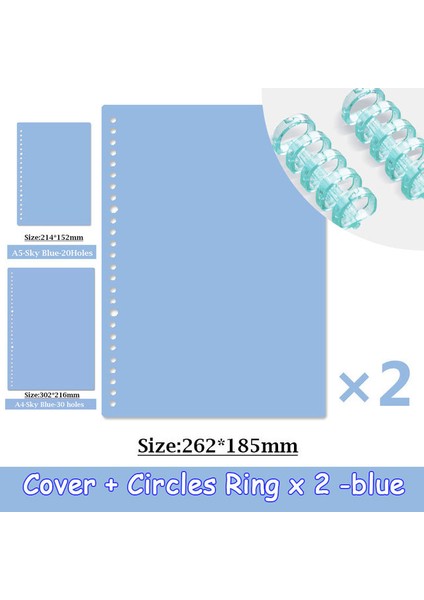 Skyblue Seti (4 Adet) B5 4 Sayfa A4 A5 B5 Gevşek Yaprak Kitap Kapağı Pp Renkli Bağlayıcı Spiral Halka Şeffaf Plastik Kırtasiye Ofis Okul Malzemeleri (Yurt Dışından)