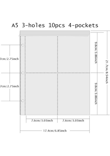 10 Adet 4 Cep 4in Plrbok 10 Parça A5 1 2 4 Cepler 3 Delik Temizle Klasör Dolum Kolu 4×6 10×15 4r Fotoğraflı Defter Fotoğraf Albümü Kart Sayfası (Yurt Dışından)