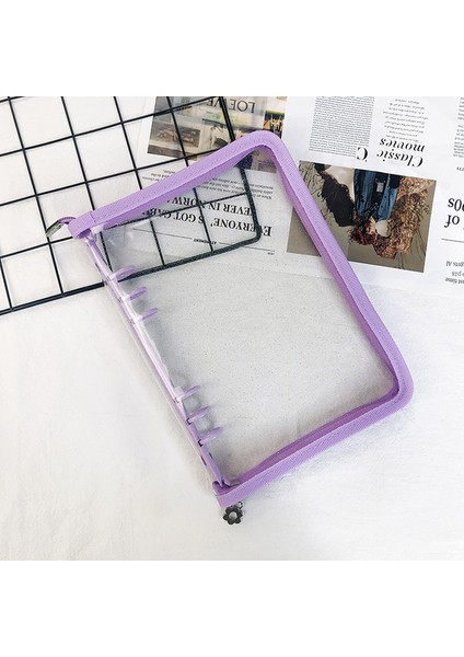 Mor A5 10 Adet A5 Şeffaf Dosya Tutucu Dizüstü 6 Delik Gevşek Yaprak Dıy Belge Çantası Bağlayıcı Halkaları Pvc Depolama Bağlama Klasörü (Yurt Dışından)