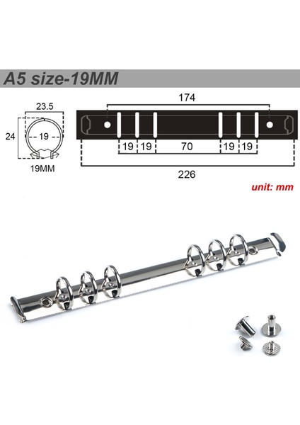 Gümüş A5 19 mm Metal Spiral Halkalar Bağlayıcı Klip 2 Çift Vidalı Günlüğü Dizüstü Planlayıcısı A5 A6 Persoanl A7 Bağlayıcı Klip Dosya Klasörü (Yurt Dışından)