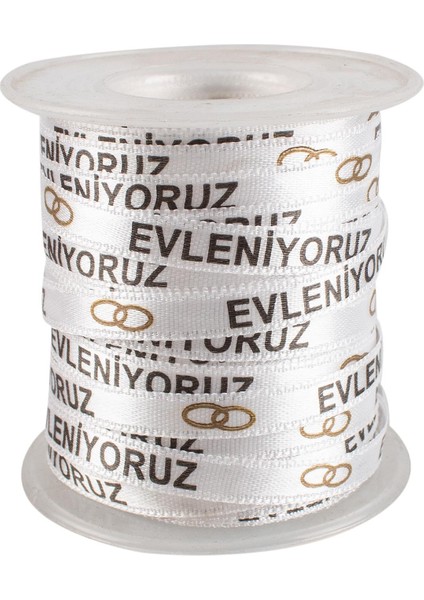 Evleniyoruz yazılı Kurdela 6 mm 40 Metre