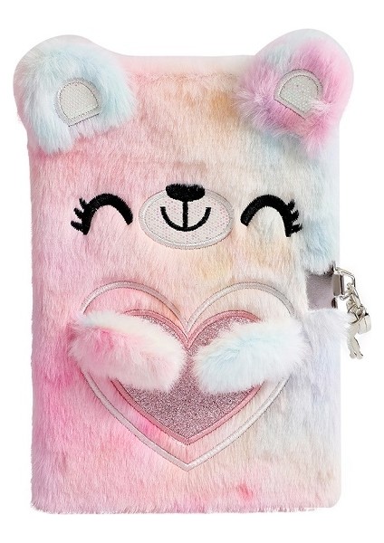 Pembe Renkli Çocuk Karikatür Defterler Peluş Sevimli Ayı Kilitli Peluş Dizüstü Öğrenci A5 Günlüğü Kız Hediye Kitabı (Yurt Dışından)