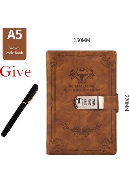 Kahverengi Dizüstü 400 Sayfa A5 Retro Şifre Kitap Kilitli Günlüğü Kalınlaştırılmış Şifre Kilidi Öğrenci Not Defteri Kırtasiye Dizüstü Özel Teklif Klasik Kitaplar (Yurt Dışından)