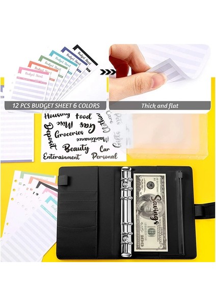 12 Adet Programları Yeni A7 Pu Deri Bütçe Bağlayıcı Defter Nakit Zarflar Sistemi Seti Klipsli Bağlayıcı Cepler Para Bütçe Tasarrufu Fatura Organizatör (Yurt Dışından)