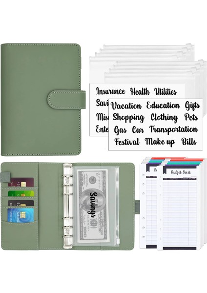 6 Pcsfermuarlı Çanta Yeni A6 Pu Deri Bütçe Bağlayıcı Defter Nakit Zarflar Sistemi Seti Para Bütçe Tasarrufu Fatura Organizatör Için Klipsli Bağlayıcı Cepler (Yurt Dışından)