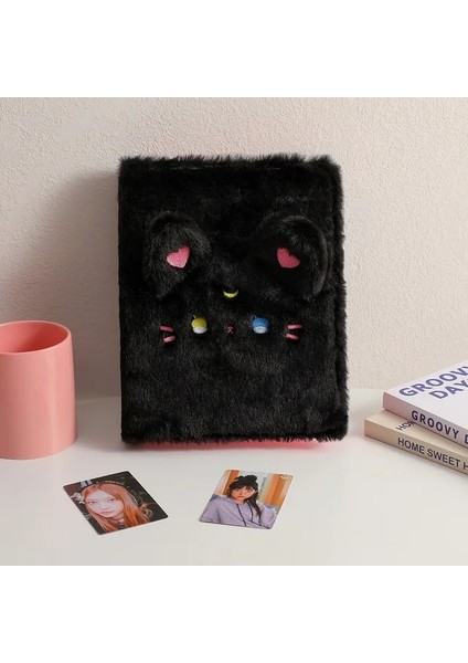 Siyah 2023 Kawaii Peluş Kedi Ayı A5 Kpop Fotocard Bağlayıcı Kitap Toplama Fotoğraf Kartı Tutucu Fotocard Albümü Kırtasiye Noel Hediyesi (Yurt Dışından)