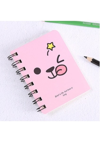 Pembe Emoji A7 Mini Spiral Defter Karikatür Kedi Not Defteri Kawaii Kişisel Günlüğü Planlayıcısı Yatay Çizgi Defter Okul Ofis Arzı 80 Sayfa (Yurt Dışından)