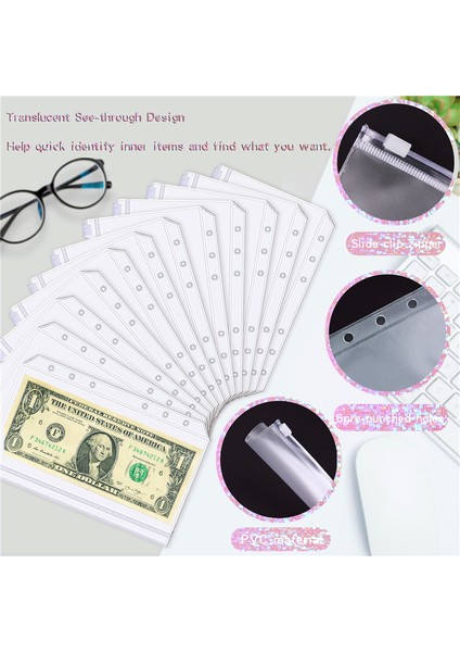 Boş A6 Kasa Defteri Bağlayıcı Bütçe Planlayıcısı Defter Kapağı Klasörü A6 Boyutu 6 Delikli Bağlayıcı Cep Plastik Bağlayıcı Fermuar Para Tasarruf Zarfı (Yurt Dışından) indirimleri