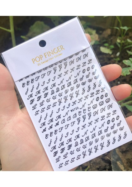 WG720HEI Yeni Roma 26 Ingilizce Alfabe Numarası 3D Kendinden Yapışkanlı Nail Art Çıkartma Kelime Küçük Harf Tırnak Dövmeler Süslü Çıkartmalar (Yurt Dışından)