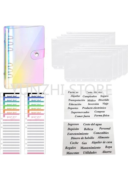 Pvc Lazer A6 Tasarruf Para Dizüstü A6 Bütçe Bağlayıcı Dıy Planlayıcı Organizatör 8 Fermuar Cepler 12 Adet Bütçe Sayfası 2 Adet Ispanyolca Alfabe Çıkartmalar (Yurt Dışından)