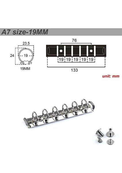 Gümüş A7 19 mm Metal Spiral Halkalar Bağlayıcı Klip 2 Çift Vidalı Günlüğü Dizüstü Planlayıcısı A7 Bağlayıcı Klip Dosya Klasörü (Yurt Dışından)
