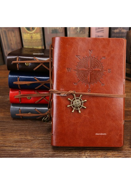 Mavi Retro Spiral Defter Günlüğü Not Defteri Vintage Korsan Çapalar Pu Deri Not Defteri Değiştirilebilir Kırtasiye Hediye Gezgin Dergisi (Yurt Dışından)