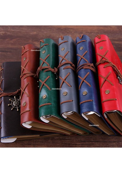 Mavi Retro Spiral Defter Günlüğü Not Defteri Vintage Korsan Çapalar Pu Deri Not Defteri Değiştirilebilir Kırtasiye Hediye Gezgin Dergisi (Yurt Dışından)