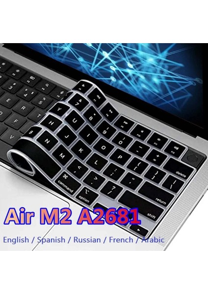 Ispanyolca-Abd Ince Tpu Klavye Kaplaması Için Macbook Air M2 2022 A2681 Ab Abd Ingilizcesi Ispanyolca Rusça Fransızca Arapça Klavye Kapağı Dizüstü Cilt (Yurt Dışından)