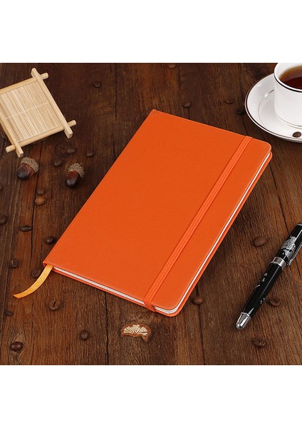 Turuncu 26X18 A5 Bullet Defter Dergisi Kırtasiye Malzemeleri Retro Elastik Bandaj Ciltli Düz Renk Mürekkep Geçirmez Kalın Kağıt Günlüğü Ofis (Yurt Dışından)