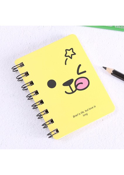 Sarı Emoji A7 Mini Spiral Defter Karikatür Kedi Not Defteri Kawaii Kişisel Günlüğü Planlayıcısı Yatay Çizgi Defter Okul Ofis Arzı 80 Sayfa (Yurt Dışından)
