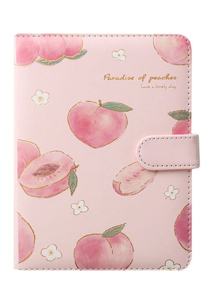 Bir Sürü Şeftali A5 Kawaii Defter Sevimli Şeftali Kız Renkli Sayfa Çizim Manyetik Düğme Deri Günlük Günlük Planlayıcı Gündem Not Defteri Kitap (Yurt Dışından)