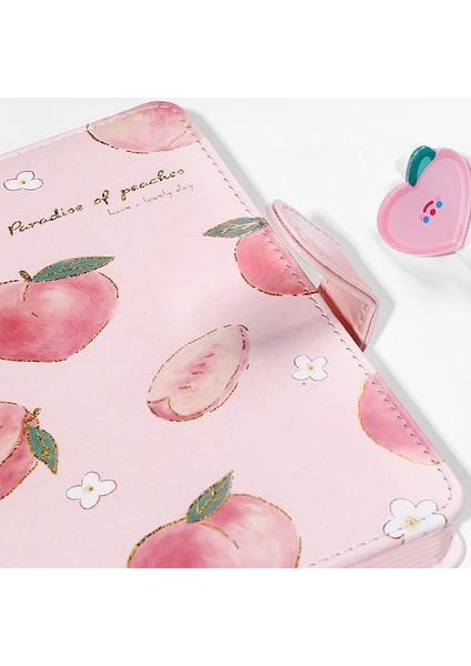 Bir Sürü Şeftali A5 Kawaii Defter Sevimli Şeftali Kız Renkli Sayfa Çizim Manyetik Düğme Deri Günlük Günlük Planlayıcı Gündem Not Defteri Kitap (Yurt Dışından) fırsatları