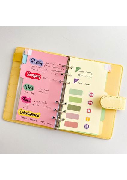Sadece Kapak Pembe A5 A5 A6 A7 Macaron Renk 6 Telli Pu Klipsli Defter Deri Gevşek Yaprak Defter Kapağı Defterler Dergisi Kawaii Kırtasiye (Yurt Dışından)