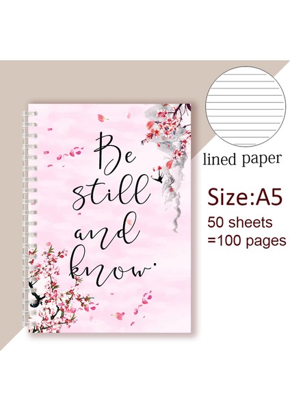 12 A5 Mezmur 46 10 Ayet - Sakin Olun ve Tanrı Olduğumu Bilin - Spiral Defter Hıristiyan Alıntısı Incil Not Defteri Bilgelik Titreşimi Inanç Sözleri (Yurt Dışından)