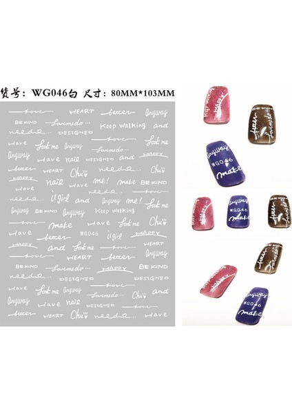 WG046BAI Yeni Roman 26 Ingilizce Alfabe Numarası 3D Kendinden Yapışkanlı Nail Art Çıkartma Kelime Küçük Harf Tırnak Dövmeler Süslü Çıkartmalar (Yurt Dışından)