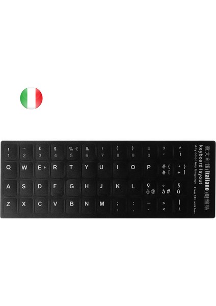 Italya Mat Parlama Önleyici Rusça/fransızca/ispanyolca/japonca/almanca/arapça/korece/italyanca/türkiye/tayland Klavye Çıkartmaları Siyah Arka Plan (Yurt Dışından)