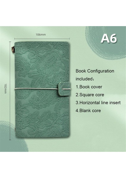 Koyu Yeşil A6 A6 Vintage Dizüstü Dergisi Kabartmalı Dantel Defterler Morandi Bloknotlar Retro Sketchbook Seyahat Günlüğü Yazma Kağıt Kırtasiye (Yurt Dışından)