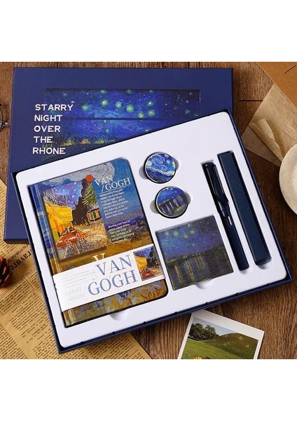Kalem Seti Dizüstü Vintage Washi Bantlar Imi Etiket Dolma Kalem Kırtasiye Seti Takım Elbise Sketchbook Libretas Günlüğü 2023 Van Gogh Defterler (Yurt Dışından)