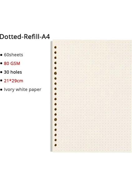 Noktalı Dolum A4 Gevşek Yaprak Defter A5/b5/a4 Halka Bağlayıcı Süt Kağıdı Dolum 60 Sayfa Klasör Okul Malzemeleri Planlayıcısı Aksesuarları Kırtasiye (Yurt Dışından)