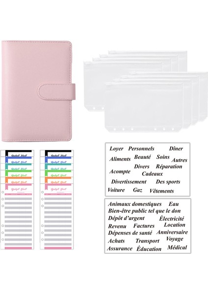 Pembe A6 A6 Bütçe Bağlayıcı Kitleri Dizüstü Dıy Günlüğü Planlayıcısı Organizatör 8 Adet Cepler Okul Tedarikçisi 2 Adet Fransız Alfabesi Çıkartmalar (Yurt Dışından)