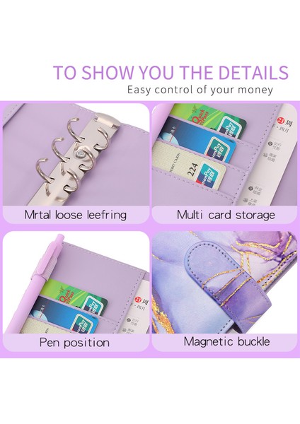 Mor 2 Renkli A6 Pu Bağlayıcı Bütçe Planlayıcısı Defter Kapakları Klasör 6 Delikli Bağlayıcı Cepler Plastik Bağlayıcı Fermuar Para Tasarruf Zarfı (Yurt Dışından) indirimleri