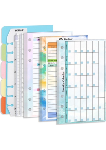 Resim Olarak 4 A6 A6 Gevşek Yaprak Defter Dolum Spiral Ciltleyici Iç Sayfa Bütçe Sayfası Haftalık Aylık Iç Kağıt Kırtasiye (Yurt Dışından)