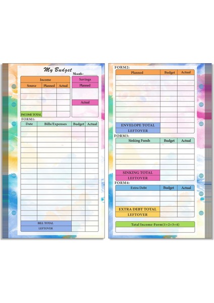 Resim Olarak 4 A6 A6 Gevşek Yaprak Defter Dolum Spiral Ciltleyici Iç Sayfa Bütçe Sayfası Haftalık Aylık Iç Kağıt Kırtasiye (Yurt Dışından) fiyatları