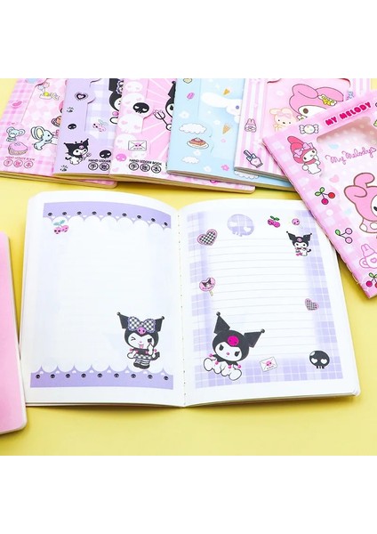 16 Adet Melody 4/16 Adet Sanrio Aile Karikatür Defter Sevimli Melody Kuromi Cinnamoroll Öğrencileri Renkli Sayfa Delikli Kapak Araba Hattı Defter (Yurt Dışından) indirimleri