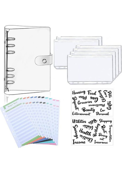 12 Adet Programları A6 Gevşek Yaprak Mini Bağlayıcı Cepler Snap Düğmesi Mini Bütçe Bağlayıcı 6 Halka Bağlayıcı Kapakları Pvc Şeffaf Defter Yuvarlak Halka Koruyucu (Yurt Dışından)