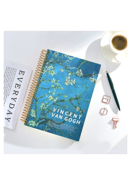 Kayısı Çiçeği B5 Van Gogh Boyama 302 Sayfa B5 Süper Kalınlaşmak Dizüstü Dergisi Gevşek Yaprak Bobin Dergisi Gündem Kırtasiye Not Defteri (Yurt Dışından)
