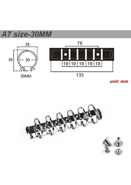 Gümüş A7 30 mm Metal Spiral Halkalar Bağlayıcı Klip 2 Çift Vidalı Günlüğü Dizüstü Planlayıcısı A5 A6 Kişisel A7 Bağlayıcı Klip Dosya Klasörü (Yurt Dışından)