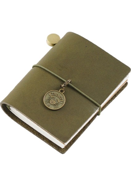 Zeytin Yeşili-Yl El Yapımı Vintage Gezgin Kitapçığı Mini Edition Mını Gevşek Yaprak Defter Üst Katman Dana Derisi Cep Günlüğü Kitap Defter (Yurt Dışından)