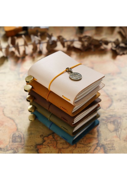 Zeytin Yeşili-Yl El Yapımı Vintage Gezgin Kitapçığı Mini Edition Mını Gevşek Yaprak Defter Üst Katman Dana Derisi Cep Günlüğü Kitap Defter (Yurt Dışından) fiyatları