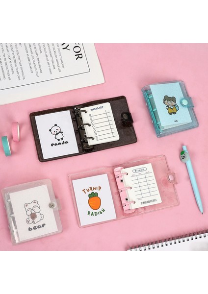 Juzi Mini Jıanwu Yaratıcı Sevimli 3 Yüzük Mini Gevşek Yaprak Bağlayıcı Öğrenci Taşınabilir Cep Defter Dergisi Kartpostal Depolama Okul Malzemeleri (Yurt Dışından) fırsatları